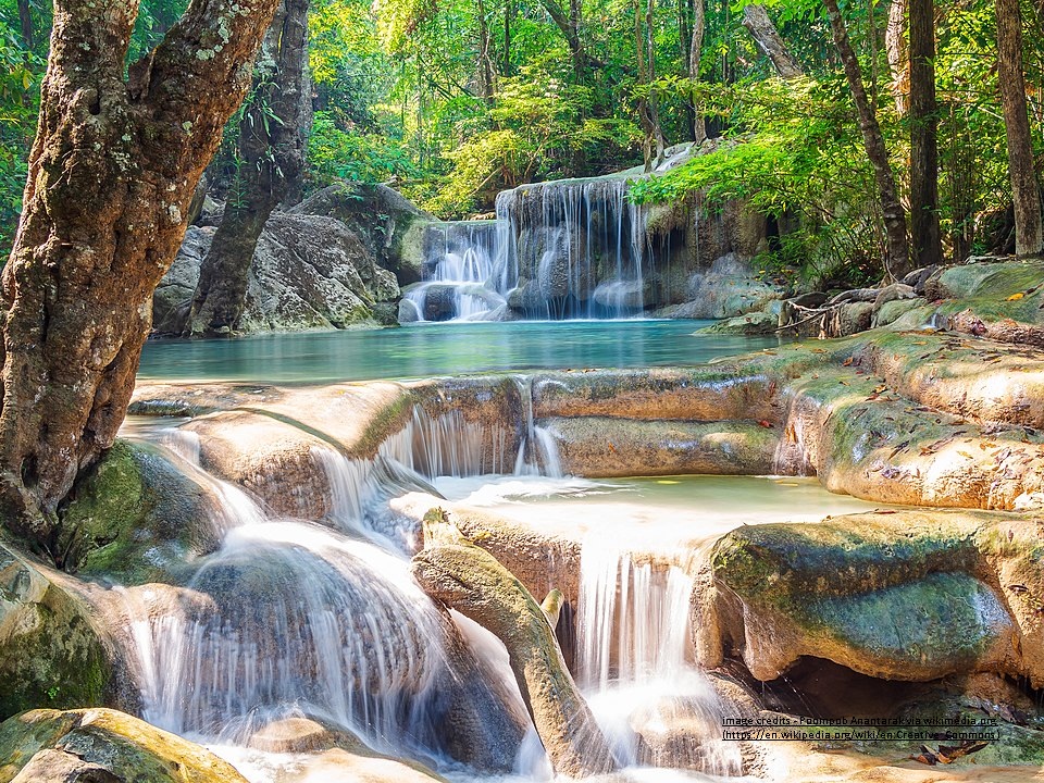 large and beautiful waterfall located in Erawan National Park_thailand tourist destination